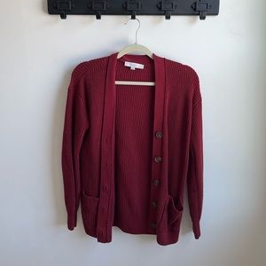 Loft boyfriend cardigan deep red small